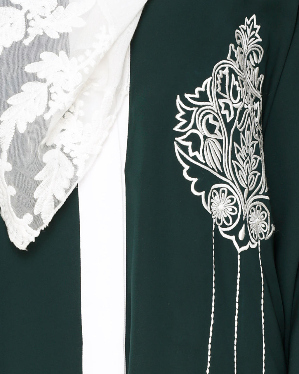 Contrast Embroidered Dubai Style Abaya