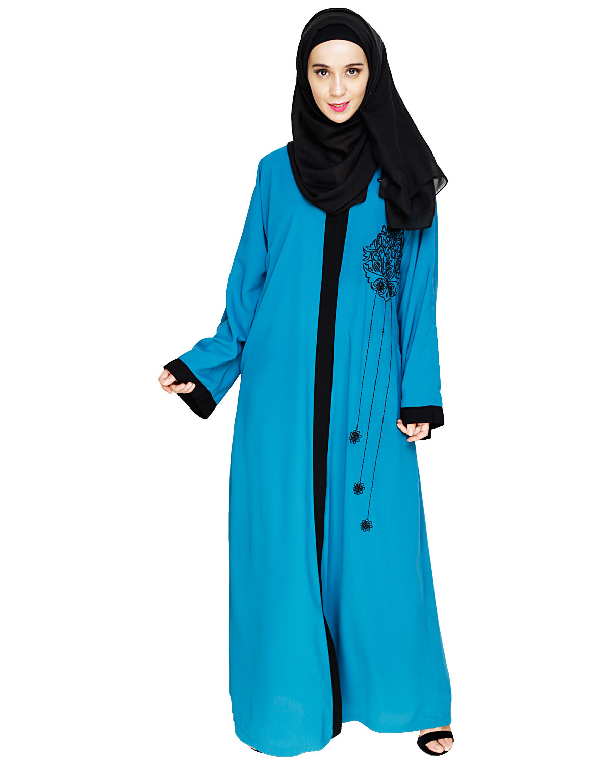 Contrast Embroidered Dubai Style Abaya