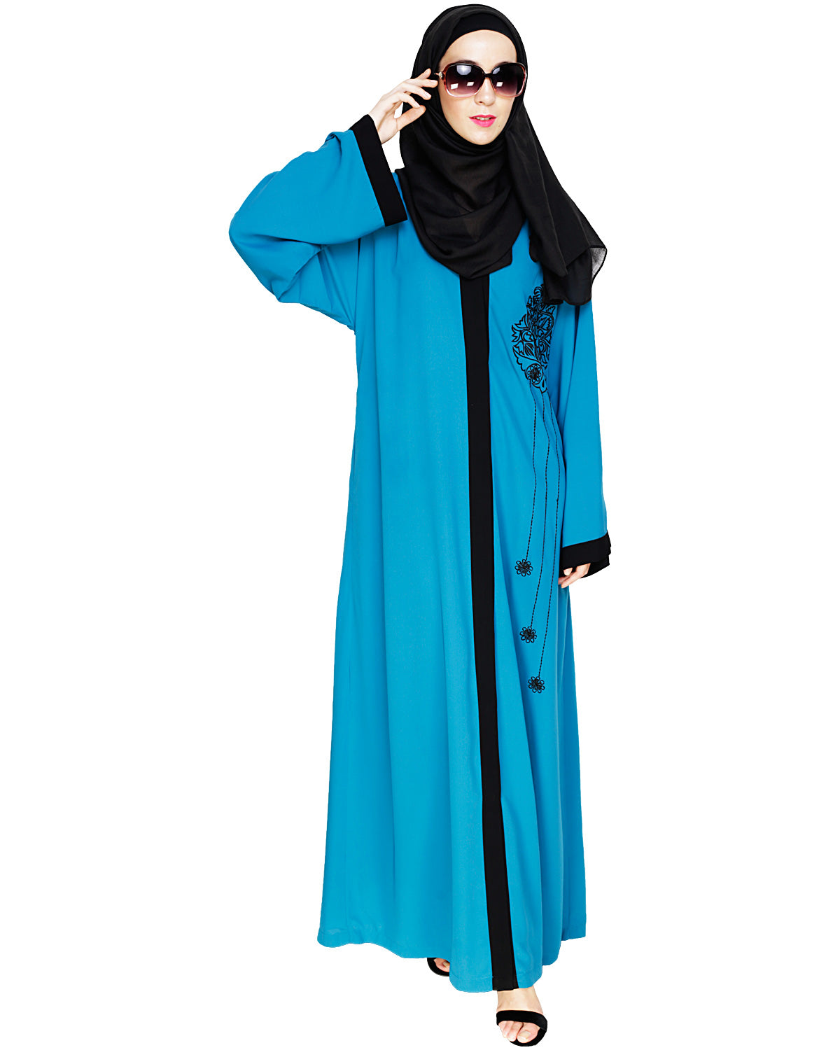 Contrast Embroidered Dubai Style Abaya