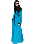 Contrast Embroidered Dubai Style Abaya