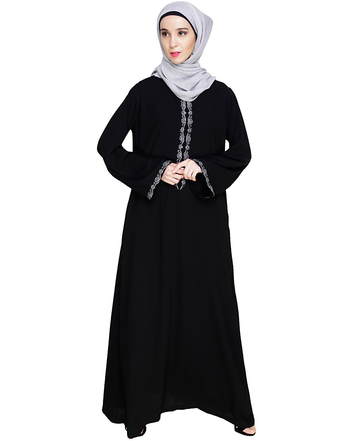 Lotus Embroidered Dubai Style Abaya