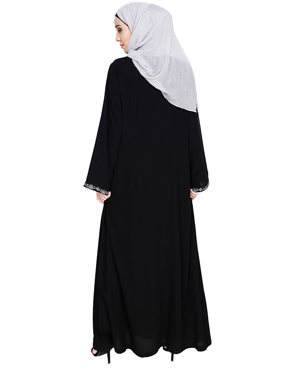 Lotus Embroidered Dubai Style Abaya