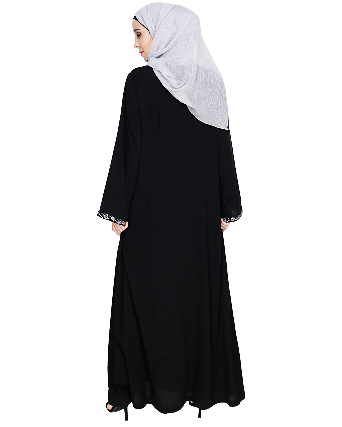 Lotus Embroidered Dubai Style Abaya