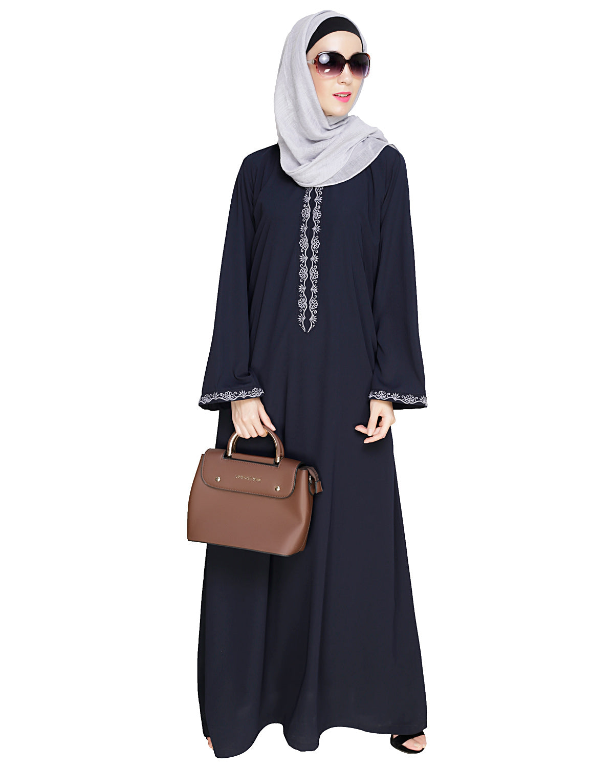 Lotus Embroidered Dubai Style Abaya