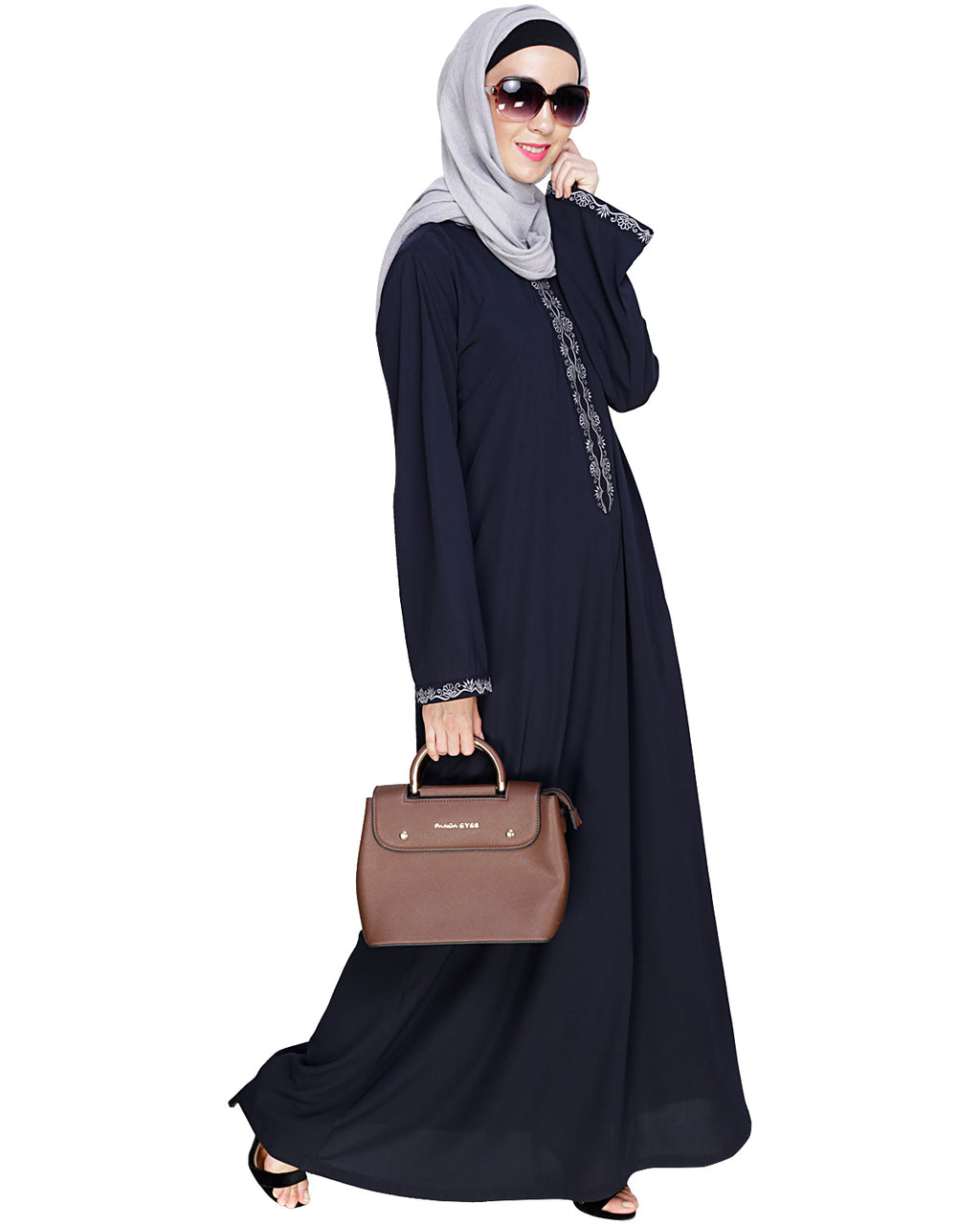 Lotus Embroidered Dubai Style Abaya