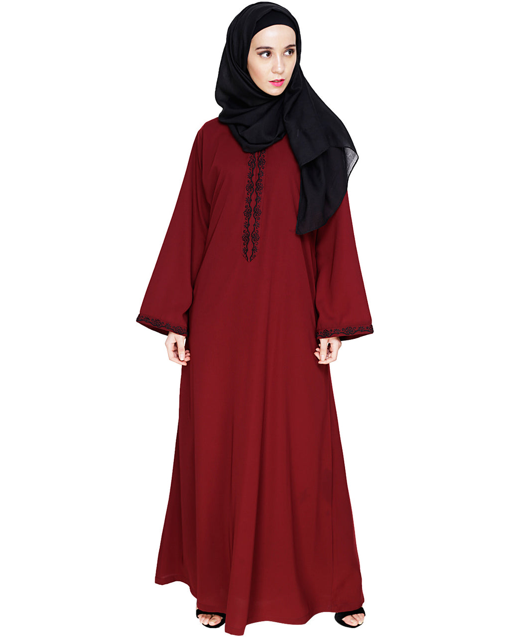 Lotus Embroidered Dubai Style Abaya