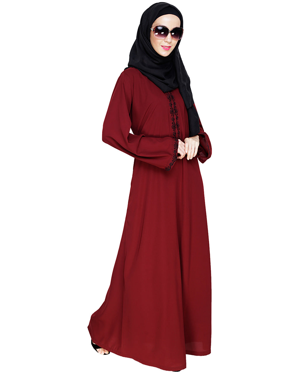 Lotus Embroidered Dubai Style Abaya