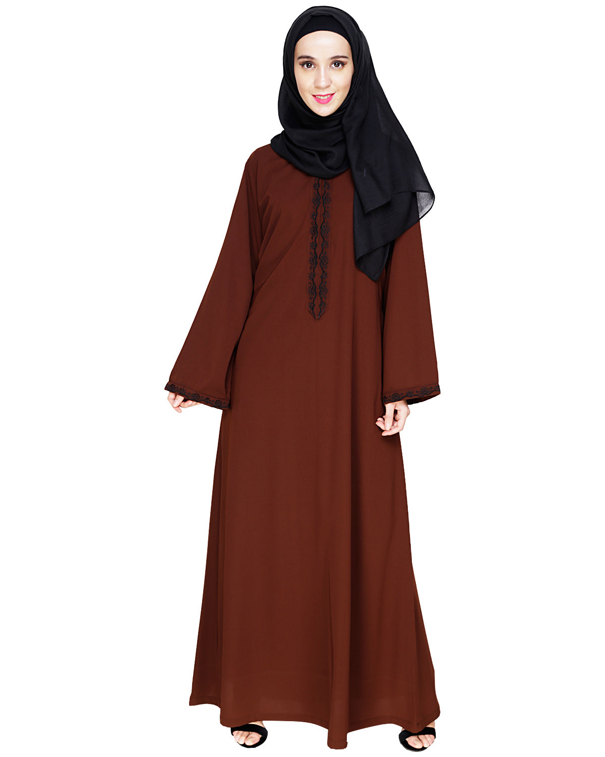 Lotus Embroidered Dubai Style Abaya