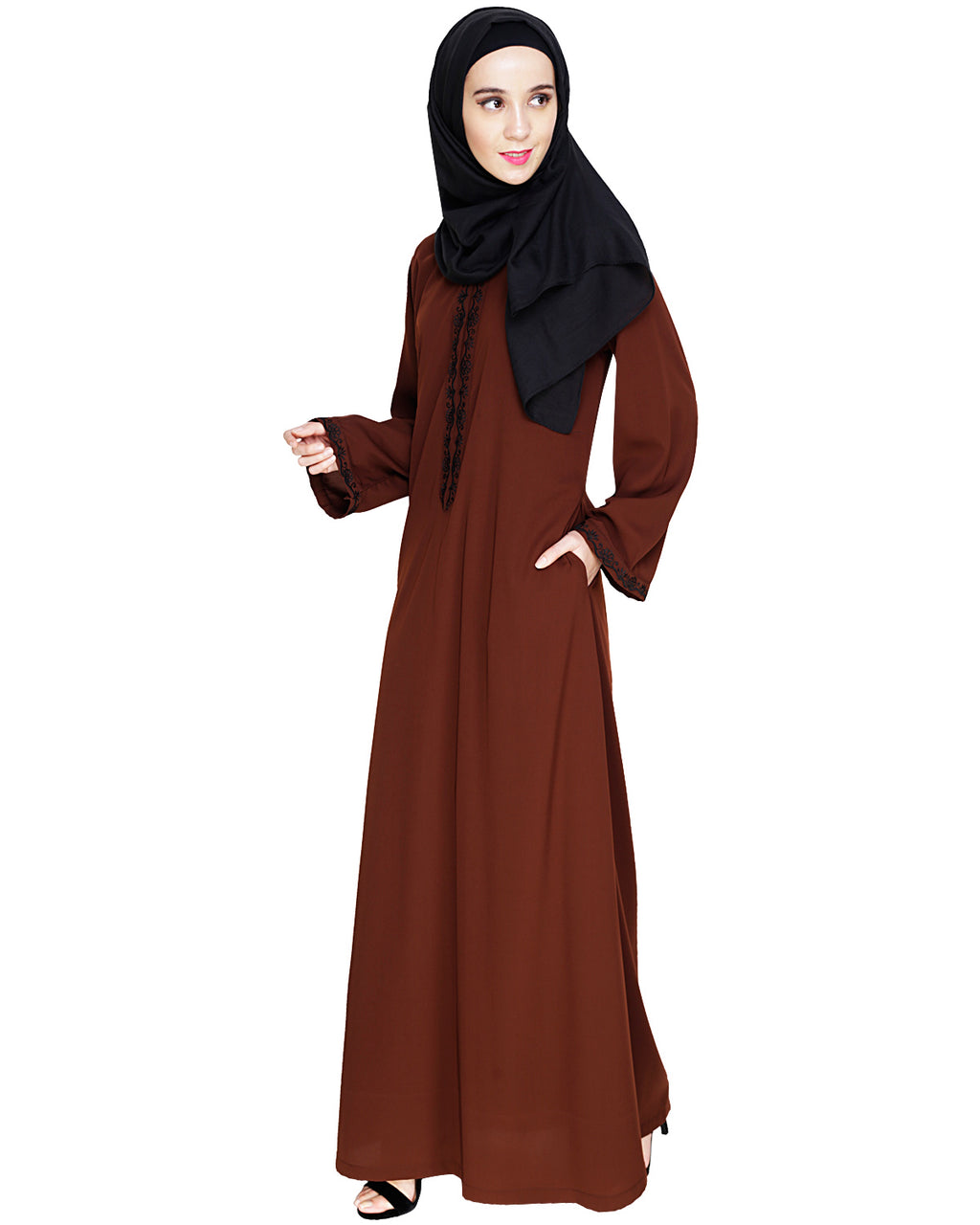 Lotus Embroidered Dubai Style Abaya