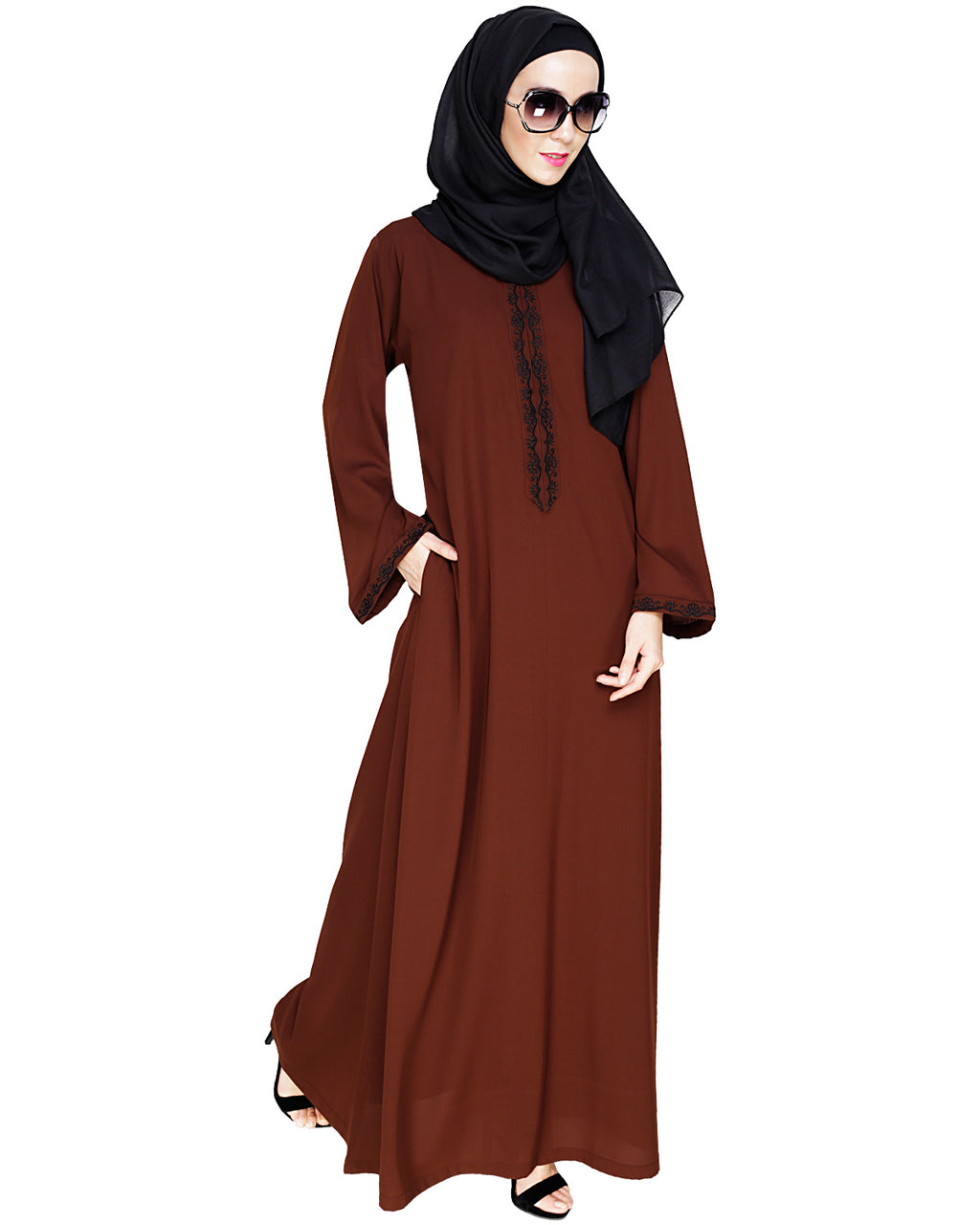 Lotus Embroidered Dubai Style Abaya