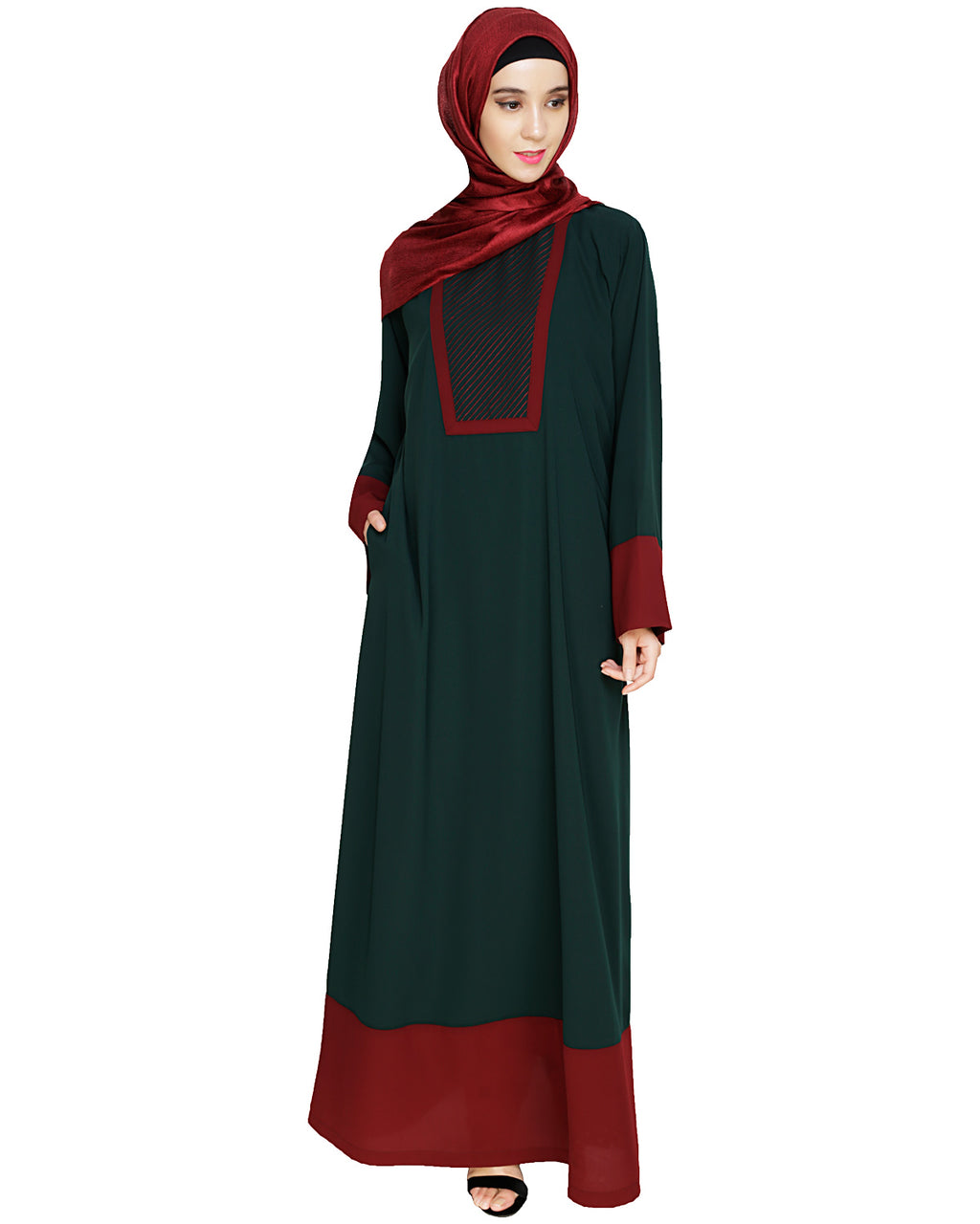 Embroidered Yoke Dubai Style Abaya