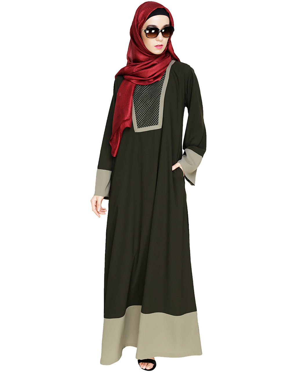 Embroidered Yoke Dubai Style Abaya
