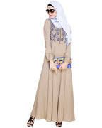 Beautiful Embroidered Yoke Dark Purple Abaya