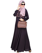 Beautiful Embroidered Yoke Dark Purple Abaya