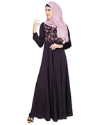 Beautiful Embroidered Yoke Dark Purple Abaya