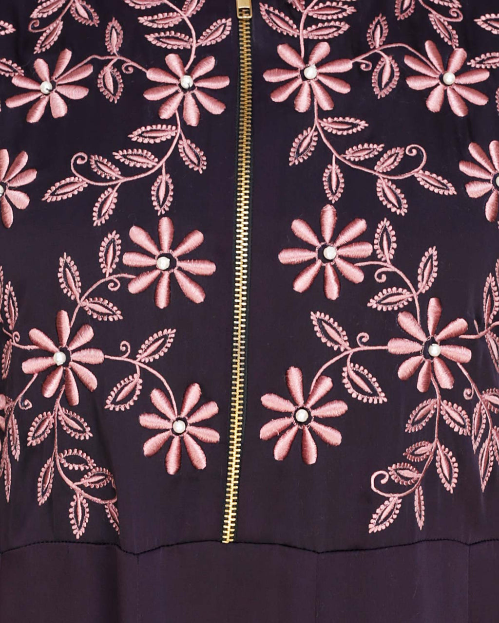 Beautiful Embroidered Yoke Dark Purple Abaya