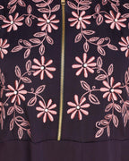 Beautiful Embroidered Yoke Dark Purple Abaya