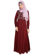 Beautiful Embroidered Yoke Dark Purple Abaya