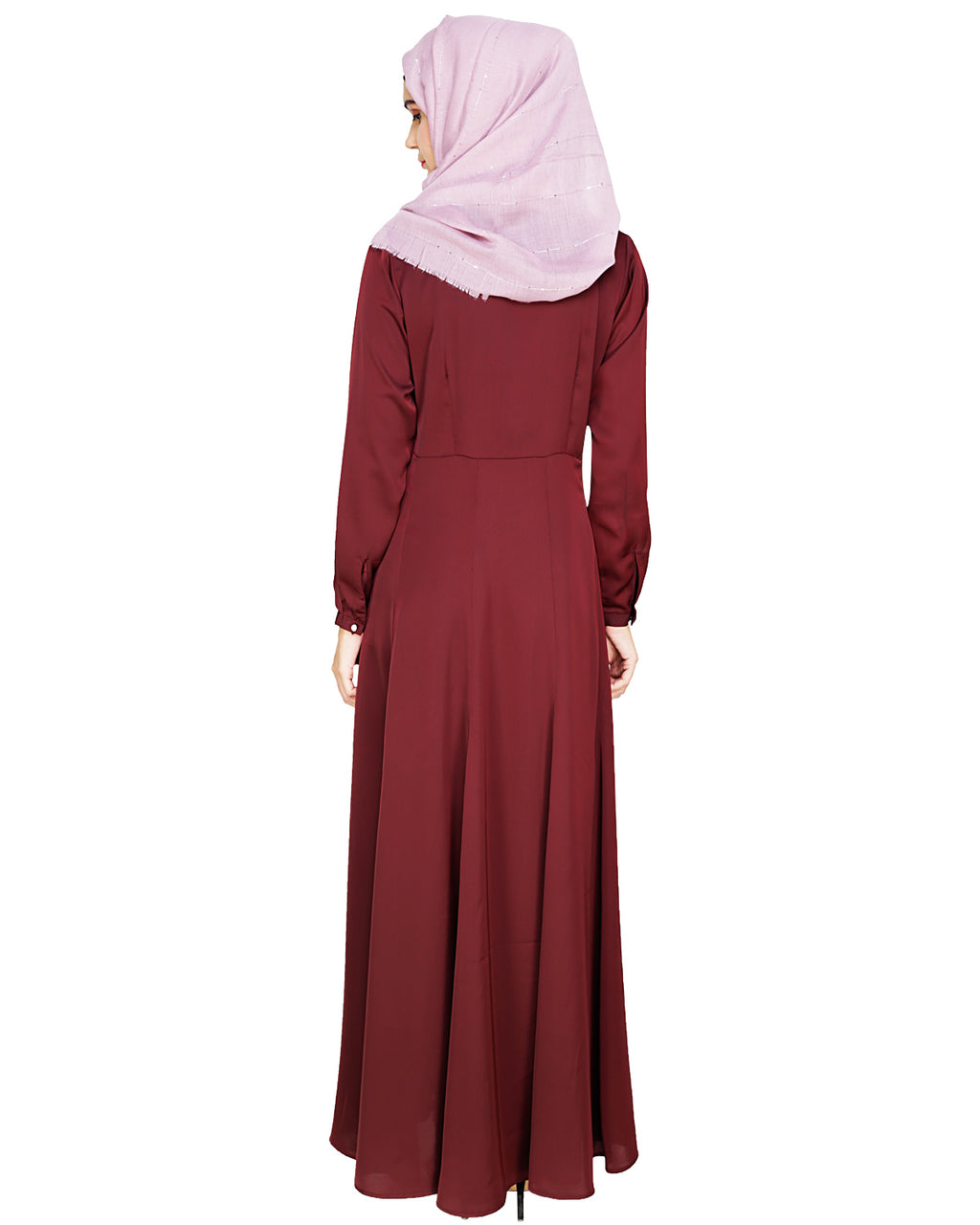 Beautiful Embroidered Yoke Dark Purple Abaya