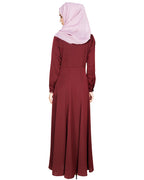 Beautiful Embroidered Yoke Dark Purple Abaya