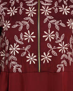 Beautiful Embroidered Yoke Dark Purple Abaya