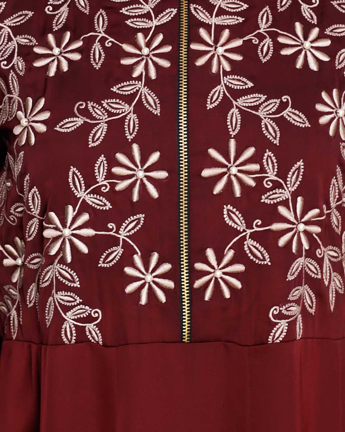 Beautiful Embroidered Yoke Dark Purple Abaya