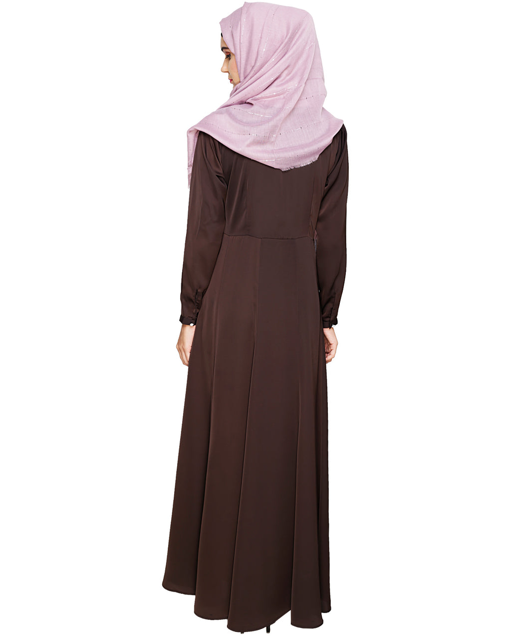 Beautiful Embroidered Yoke Dark Purple Abaya
