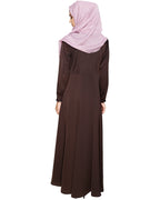 Beautiful Embroidered Yoke Dark Purple Abaya
