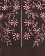 Beautiful Embroidered Yoke Dark Purple Abaya