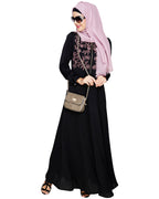 Beautiful Embroidered Yoke Dark Purple Abaya