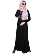 Beautiful Embroidered Yoke Dark Purple Abaya