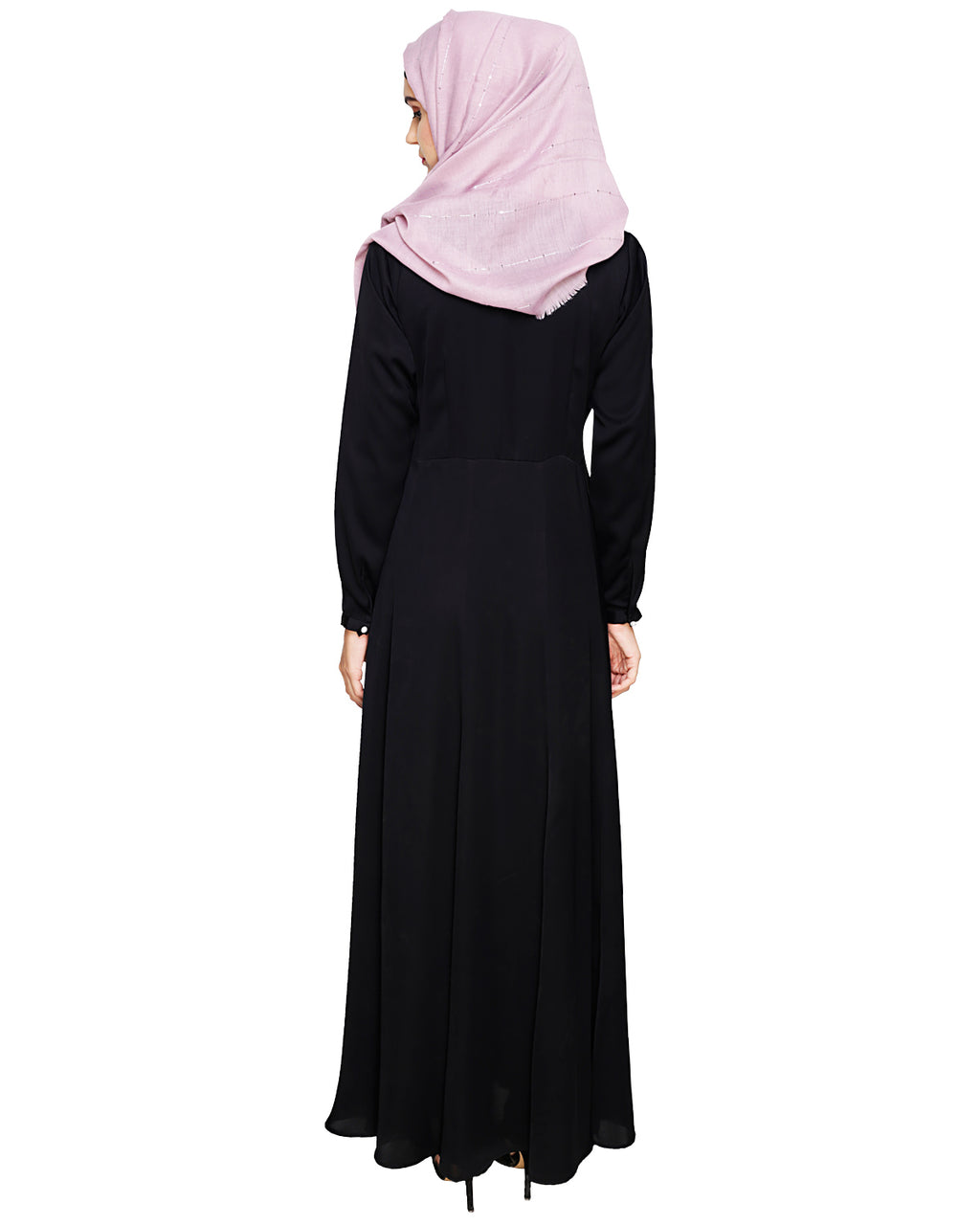 Beautiful Embroidered Yoke Dark Purple Abaya