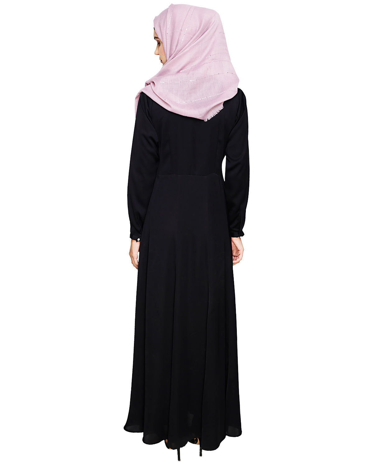 Beautiful Embroidered Yoke Dark Purple Abaya