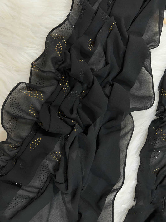 Embellished Hijab with Gold Details – Party & Occasion Wear - BEINGMUSLIMS THE HIJAB SHOPPE