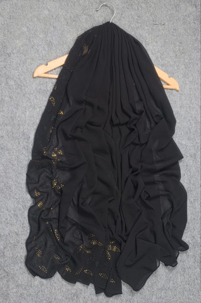 Georgette Hijab with Crystal Leaf Detailing