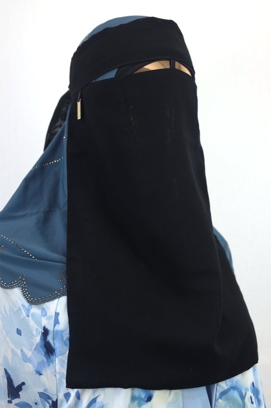 Minimalist Black Niqab with Wide Nose Panel – Everyday Comfort Fit - BEINGMUSLIMS THE HIJAB SHOPPE