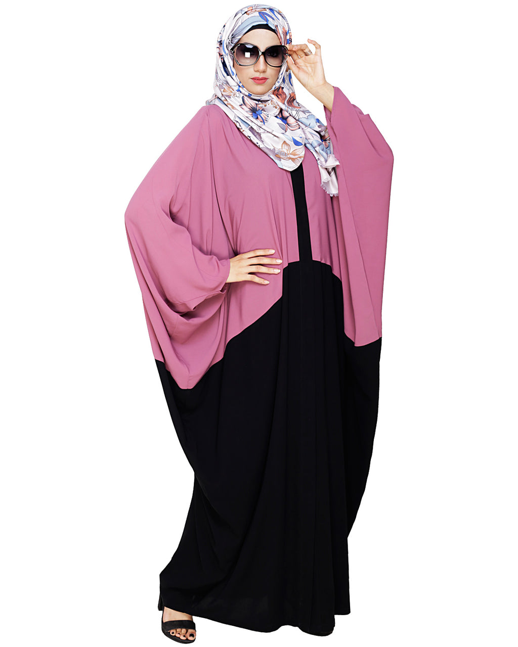 Trendy Onion Pink and Black Kaftan