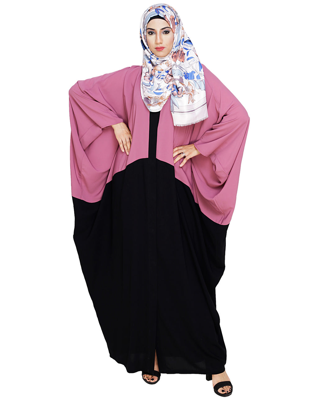 Trendy Onion Pink and Black Kaftan