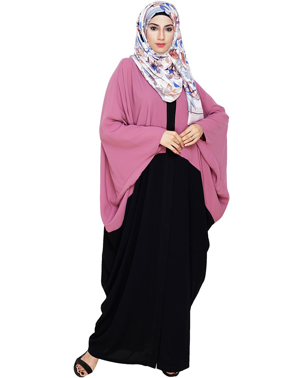 Trendy Onion Pink and Black Kaftan