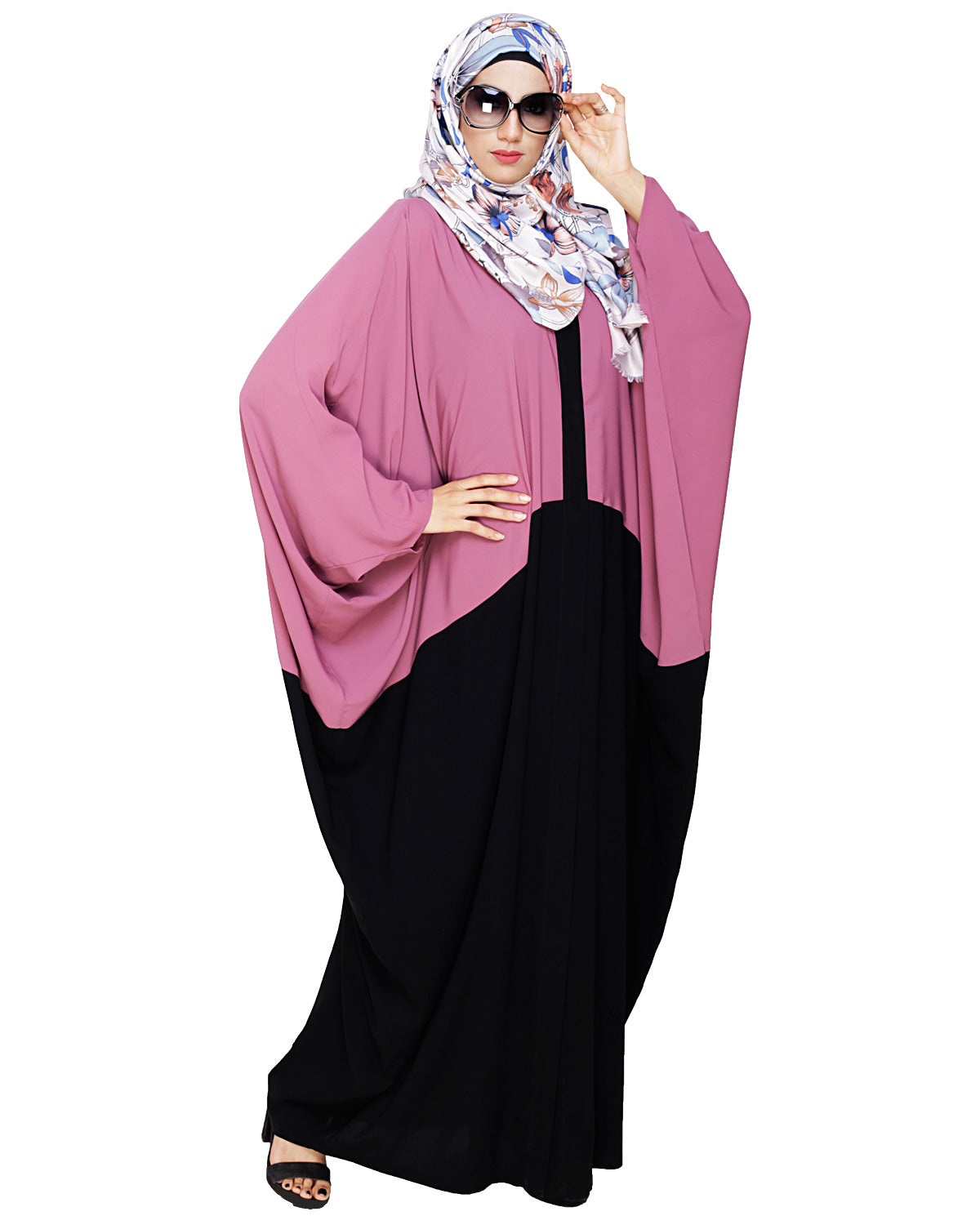 Trendy Onion Pink and Black Kaftan