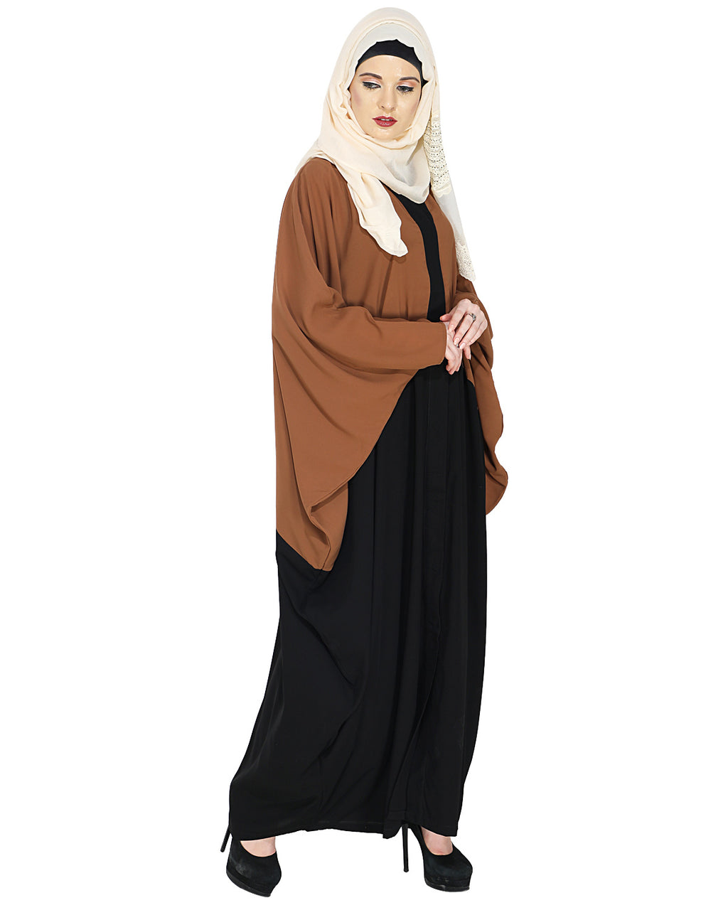 Deep Tan and Black Casual Kaftan