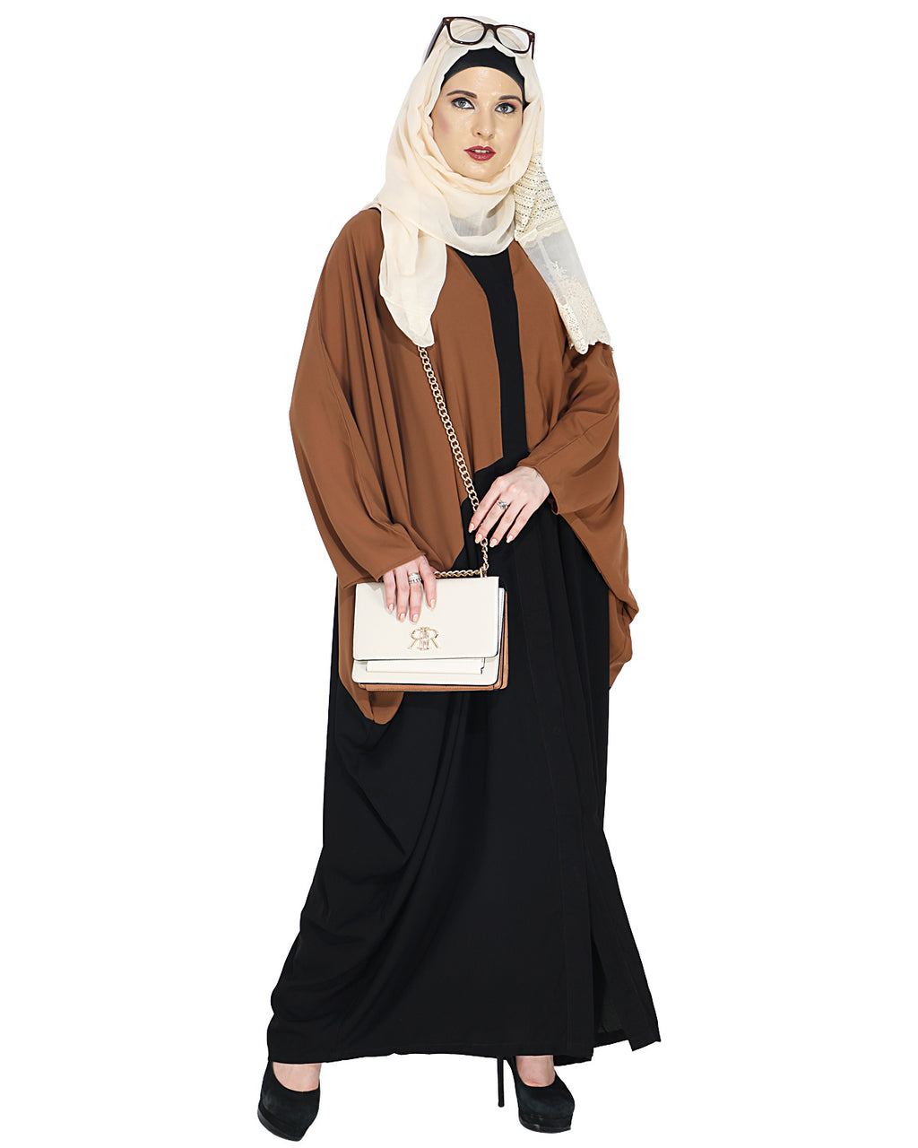 Deep Tan and Black Casual Kaftan