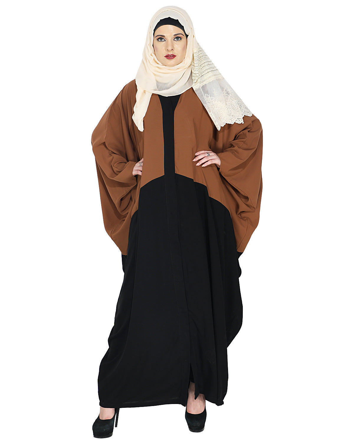 Deep Tan and Black Casual Kaftan
