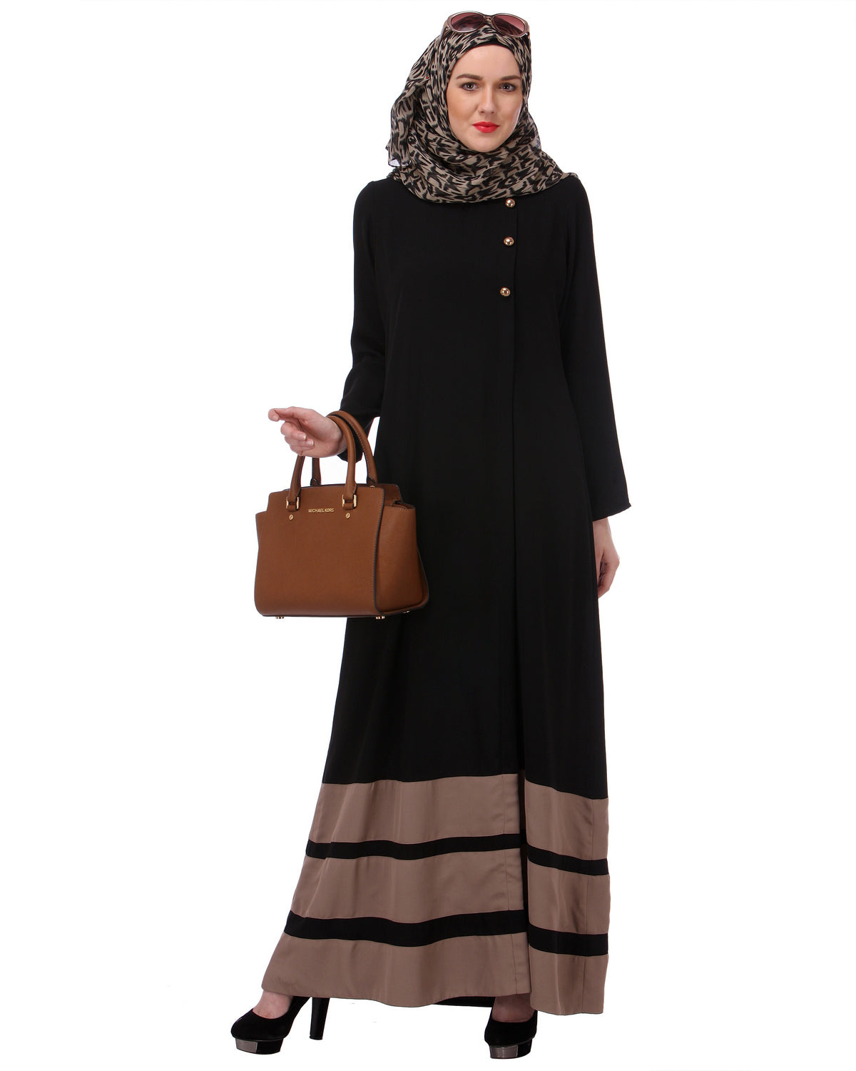 Beige Block Formal Black Abaya