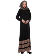 Beige Block Formal Black Abaya