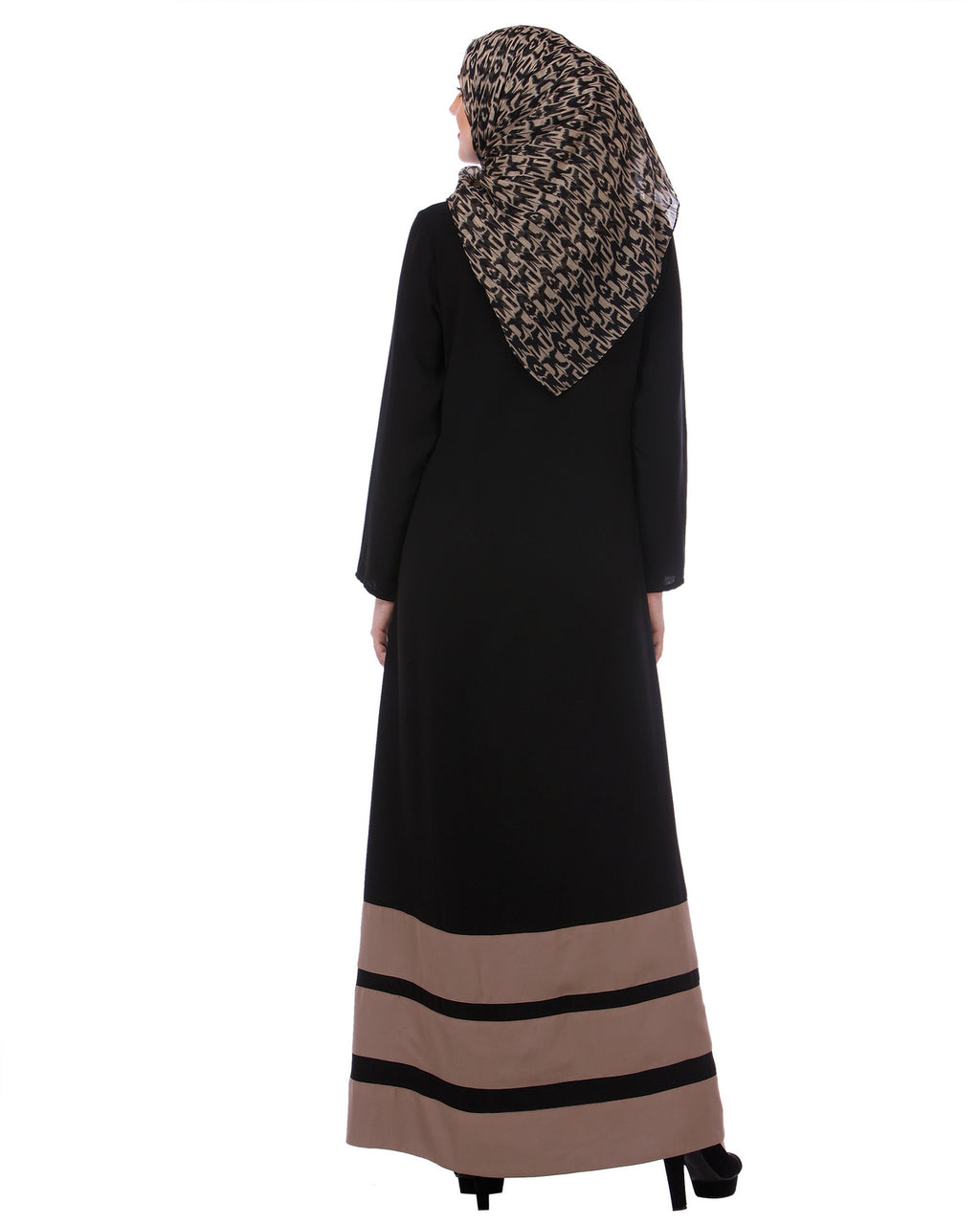 Beige Block Formal Black Abaya