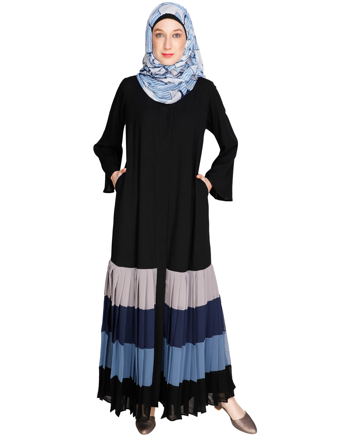 Multi Coloured Pleated Stylish Abaya