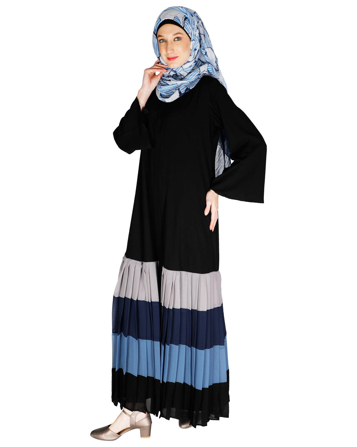 Multi Coloured Pleated Stylish Abaya