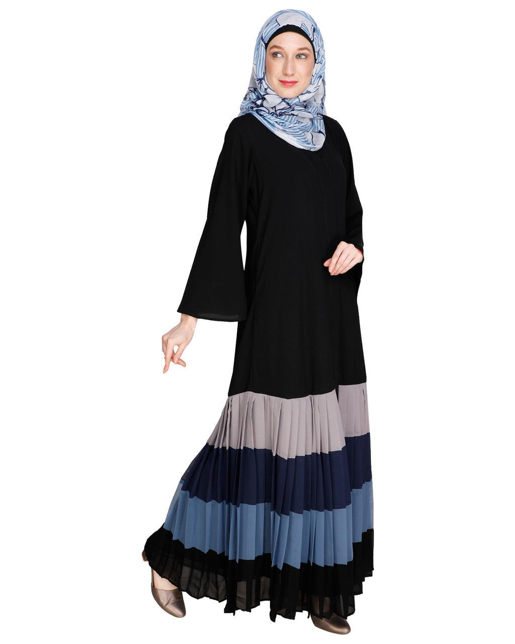 Multi Coloured Pleated Stylish Abaya