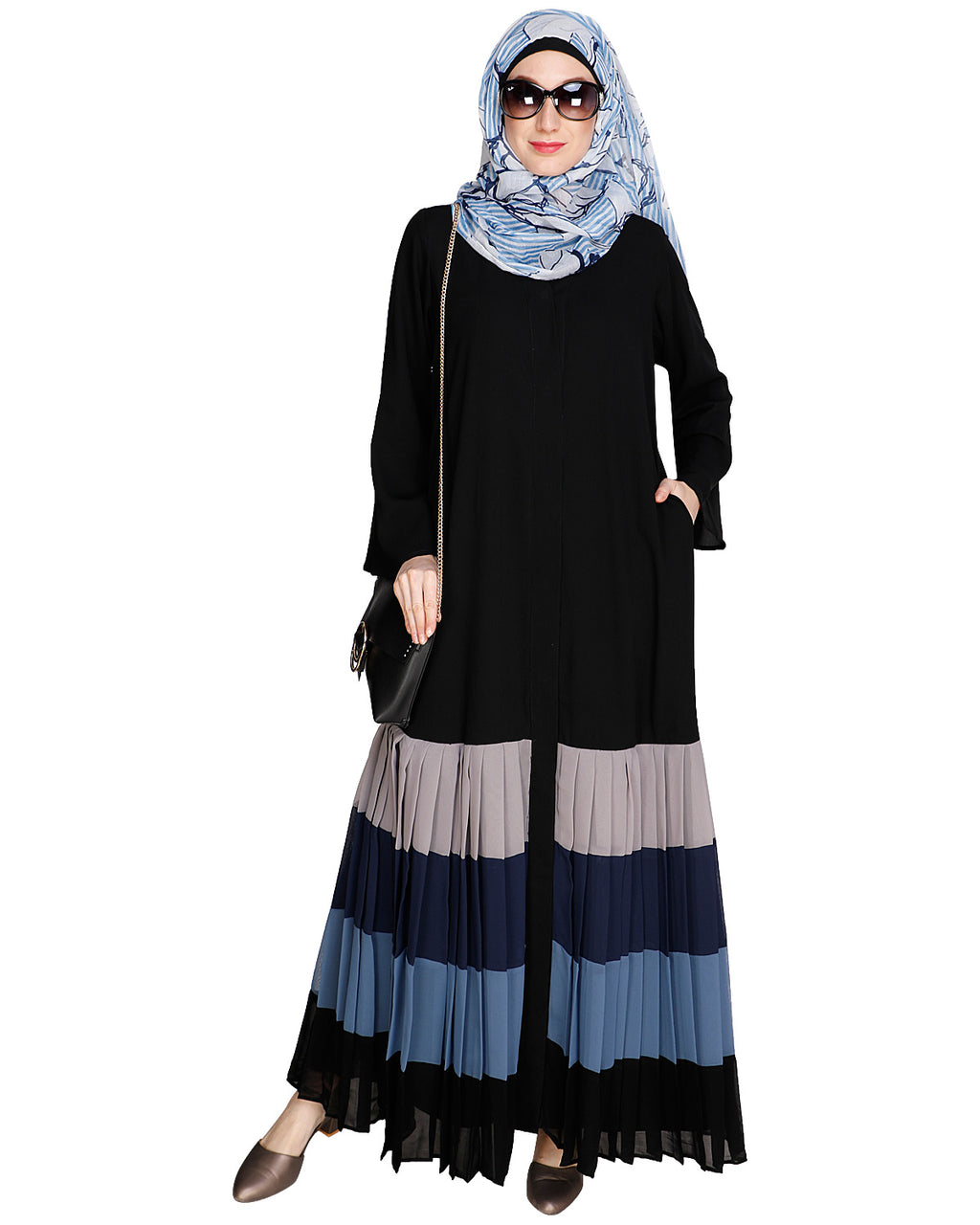 Multi Coloured Pleated Stylish Abaya